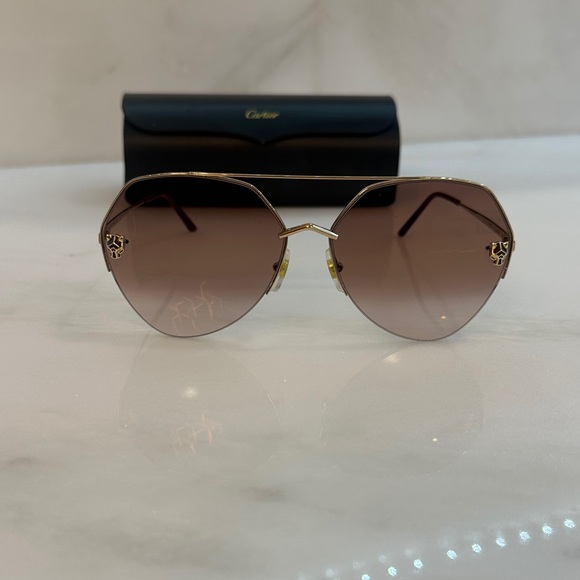 Cartier Gold Frame Sunglasses with Brown Gradient Lenses main image 5